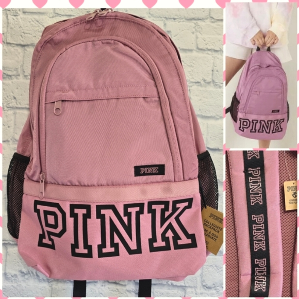 PINK Victoria's Secret Rose Collegiate Backpack Logo Full Size Bag Limited New